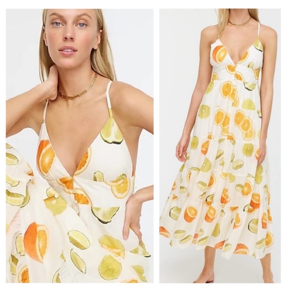 Elegant Citrus Print Maxi Dress j crew